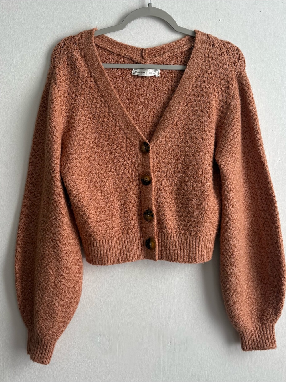 Abercrombie & Fitch Burnt Orange Textured Oversized Cardigan Sweater S